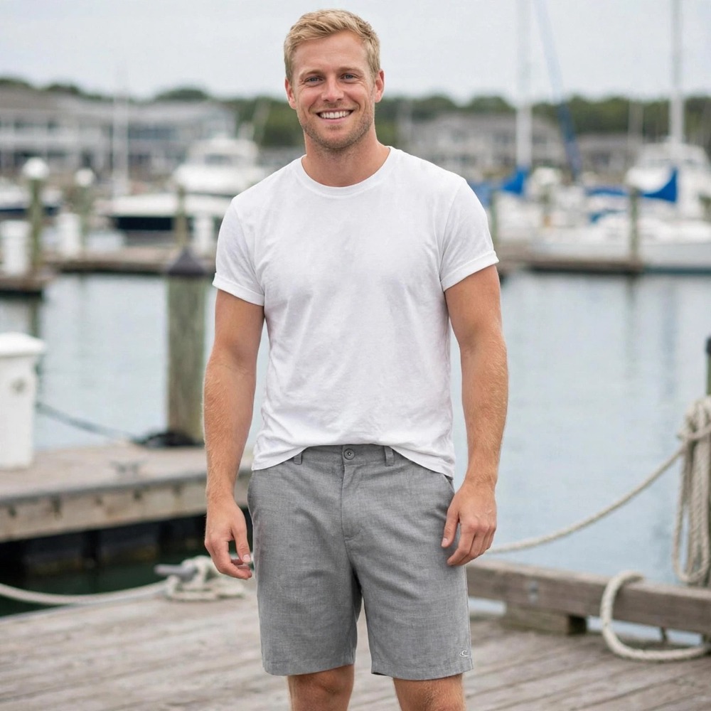 ONeill Mens Hybrid Shorts‎ Grey Textured Stretch Flat Front Size 34